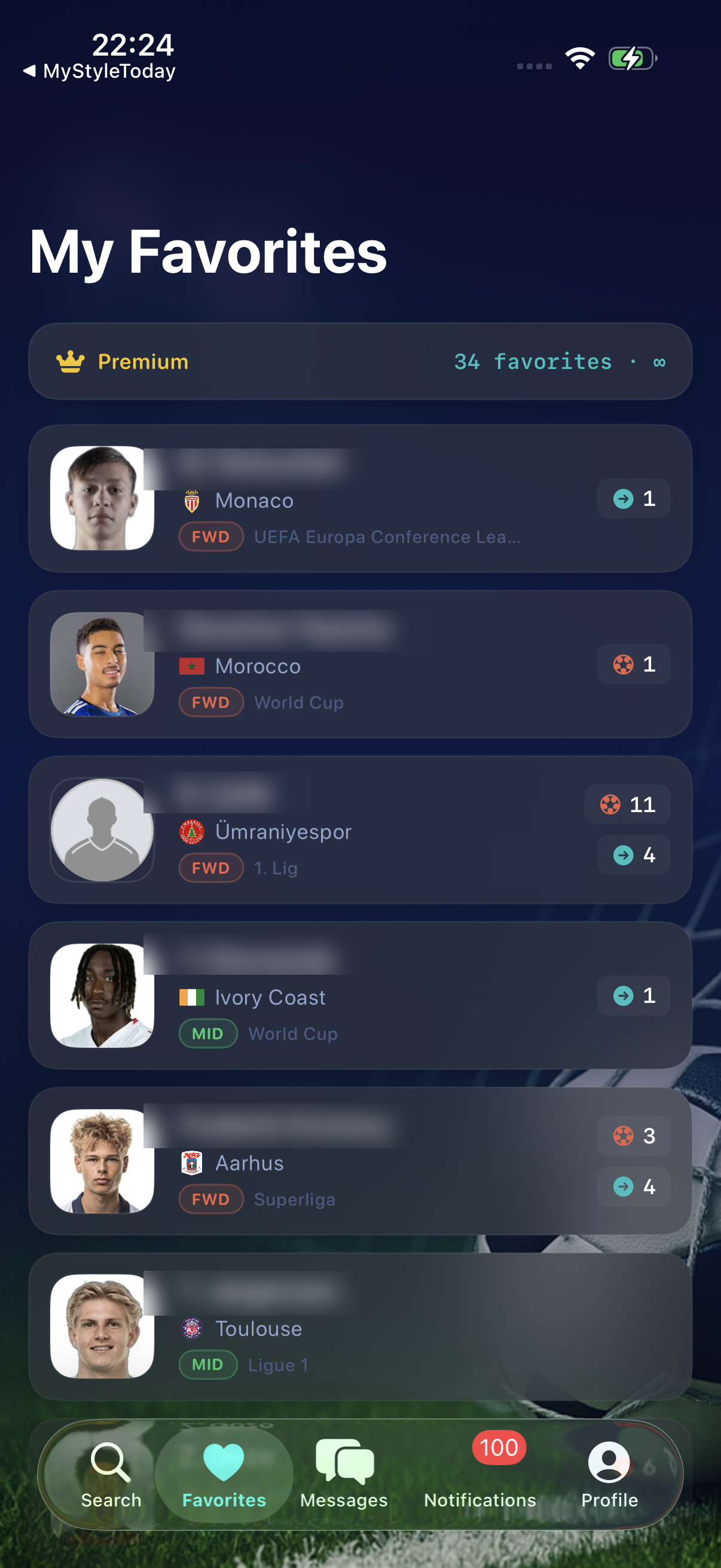 ScoutZone Favorites Watchlist